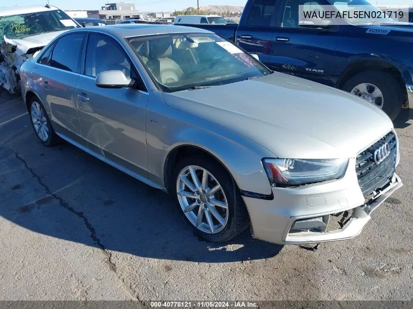 2014 Audi A4 2.0T Premium VIN: WAUEFAFL5EN021719 Lot: 40778121