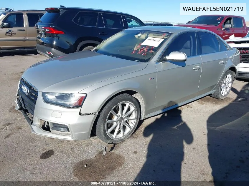 2014 Audi A4 2.0T Premium VIN: WAUEFAFL5EN021719 Lot: 40778121