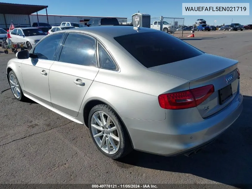 2014 Audi A4 2.0T Premium VIN: WAUEFAFL5EN021719 Lot: 40778121