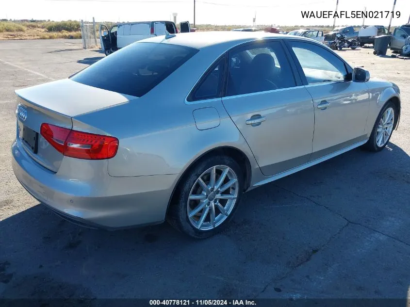 2014 Audi A4 2.0T Premium VIN: WAUEFAFL5EN021719 Lot: 40778121