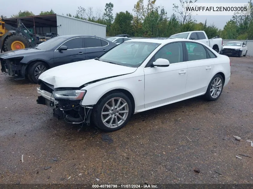 2014 Audi A4 2.0T Premium VIN: WAUFFAFL2EN003005 Lot: 40798798