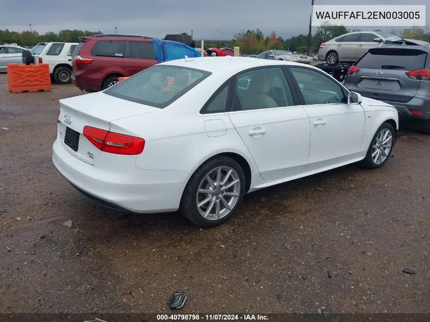 2014 Audi A4 2.0T Premium VIN: WAUFFAFL2EN003005 Lot: 40798798