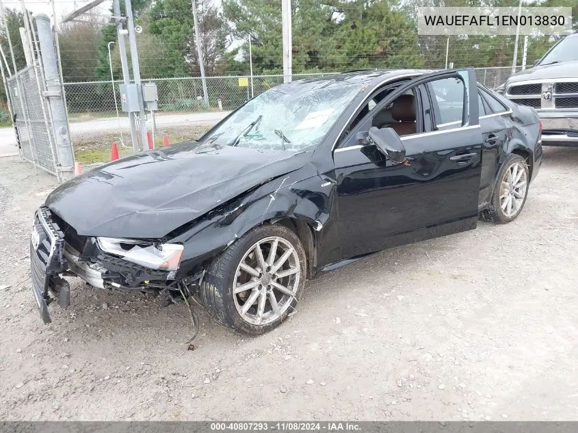 2014 Audi A4 2.0T Premium VIN: WAUEFAFL1EN013830 Lot: 40807293