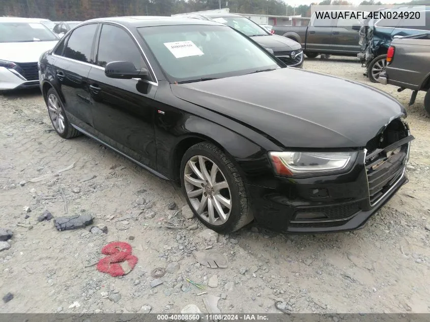 2014 Audi A4 2.0T Premium VIN: WAUAFAFL4EN024920 Lot: 40808560