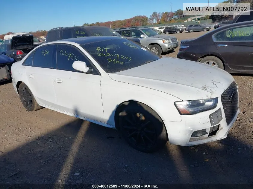 2014 Audi A4 2.0T Premium VIN: WAUFFAFL5EN007792 Lot: 40812509