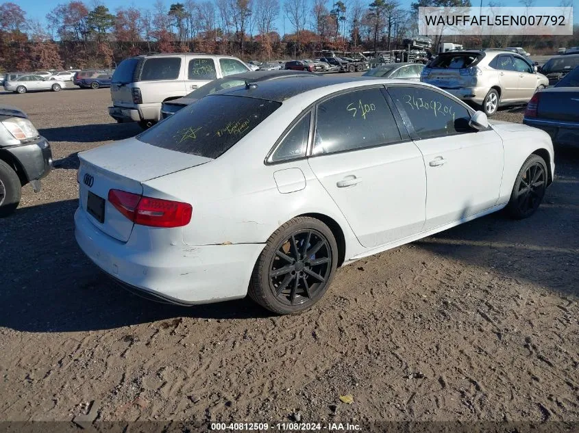 2014 Audi A4 2.0T Premium VIN: WAUFFAFL5EN007792 Lot: 40812509