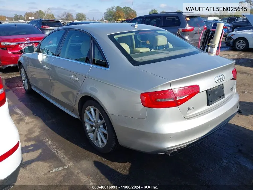 2014 Audi A4 2.0T Premium VIN: WAUFFAFL5EN025645 Lot: 40816093