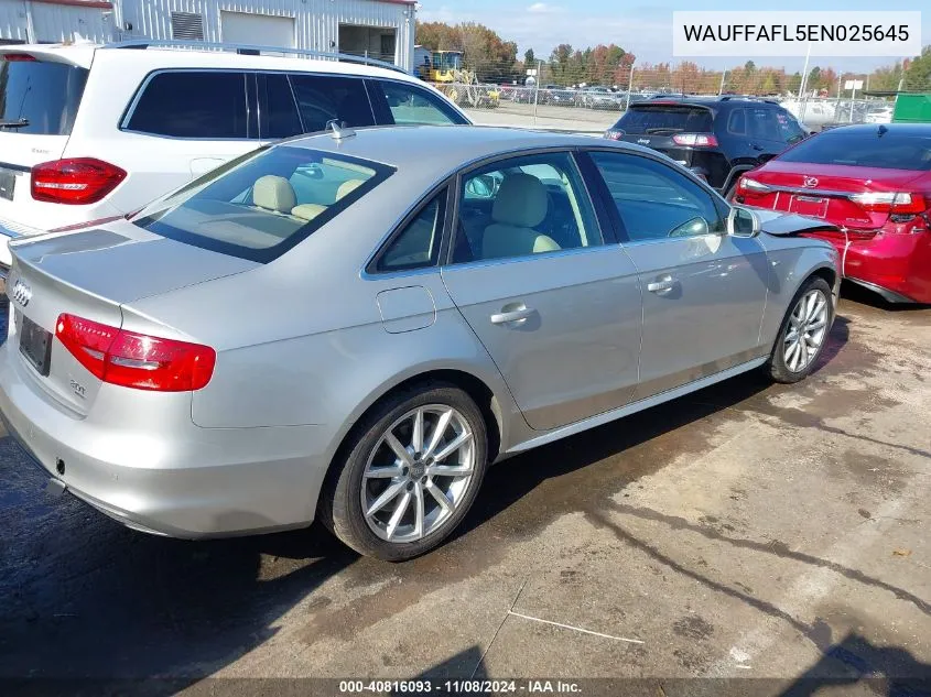 2014 Audi A4 2.0T Premium VIN: WAUFFAFL5EN025645 Lot: 40816093