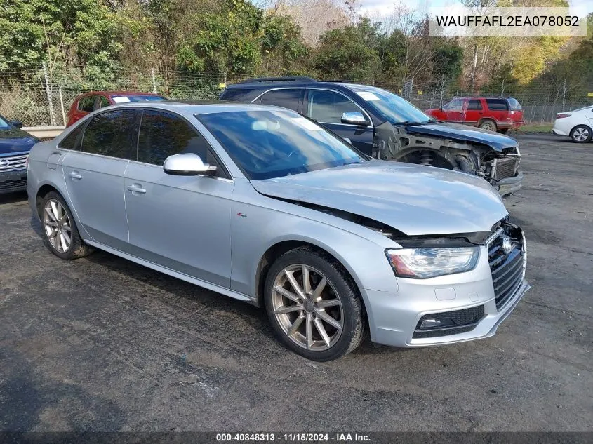 2014 Audi A4 2.0T Premium VIN: WAUFFAFL2EA078052 Lot: 40848313