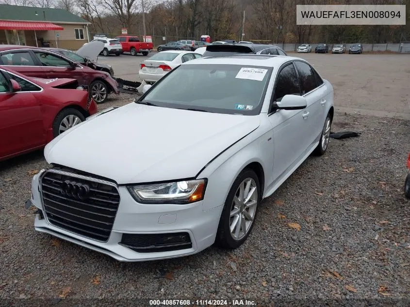 2014 Audi A4 2.0T Premium VIN: WAUEFAFL3EN008094 Lot: 40857608