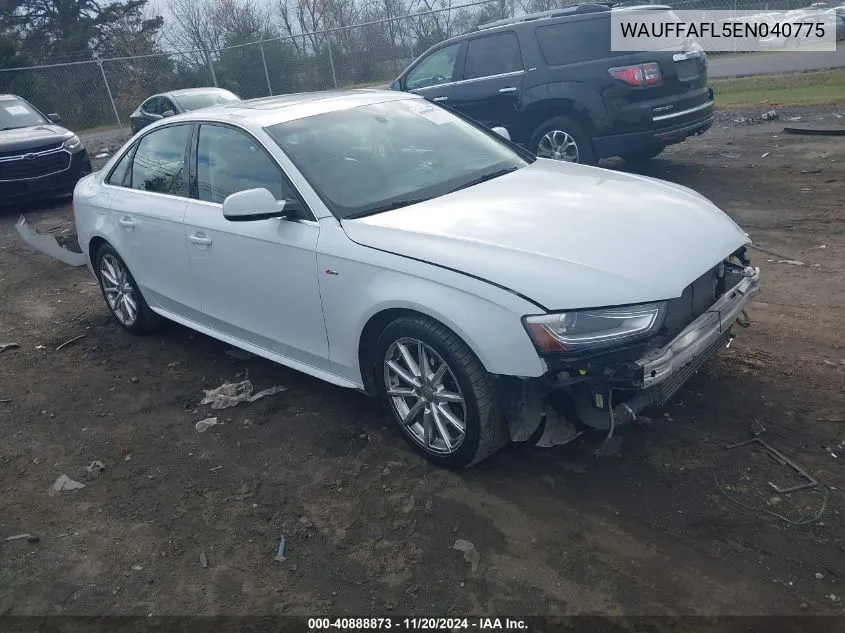 2014 Audi A4 2.0T Premium VIN: WAUFFAFL5EN040775 Lot: 40888873