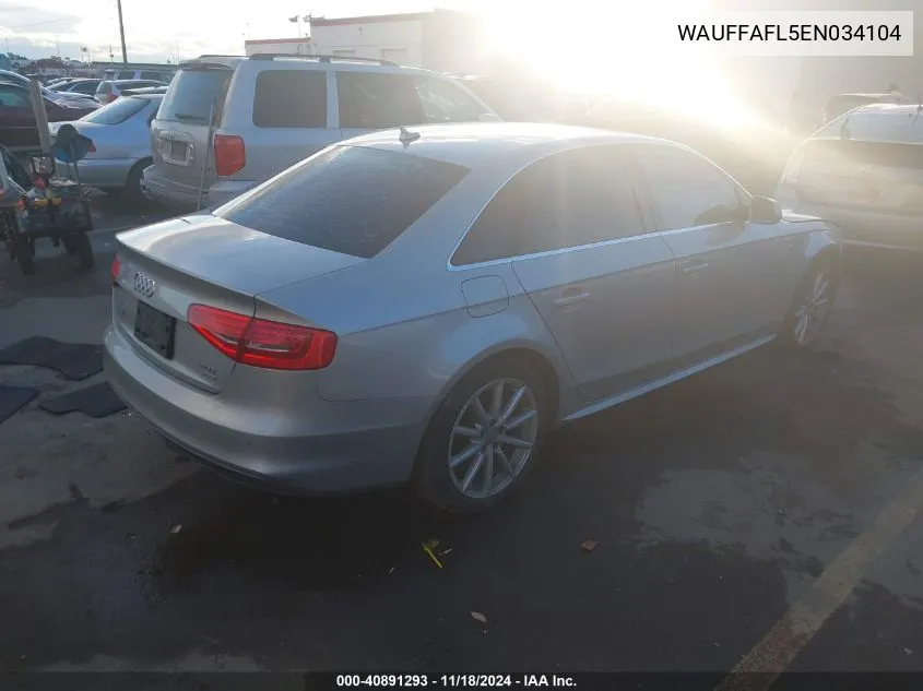 2014 Audi A4 2.0T Premium VIN: WAUFFAFL5EN034104 Lot: 40891293