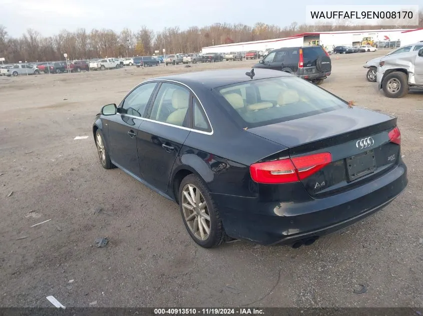 2014 Audi A4 2.0T Premium VIN: WAUFFAFL9EN008170 Lot: 40913510