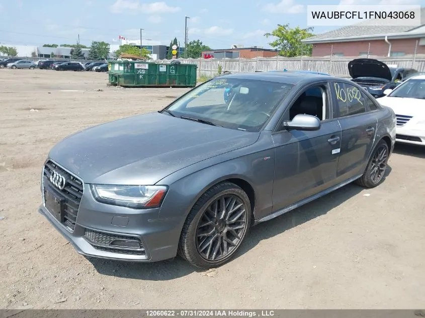 2015 Audi A4 VIN: WAUBFCFL1FN043068 Lot: 12060622