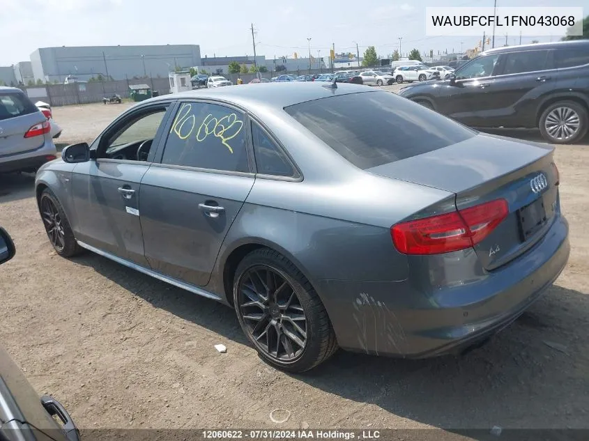 2015 Audi A4 VIN: WAUBFCFL1FN043068 Lot: 12060622