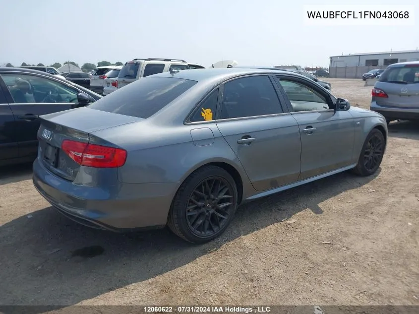 2015 Audi A4 VIN: WAUBFCFL1FN043068 Lot: 12060622