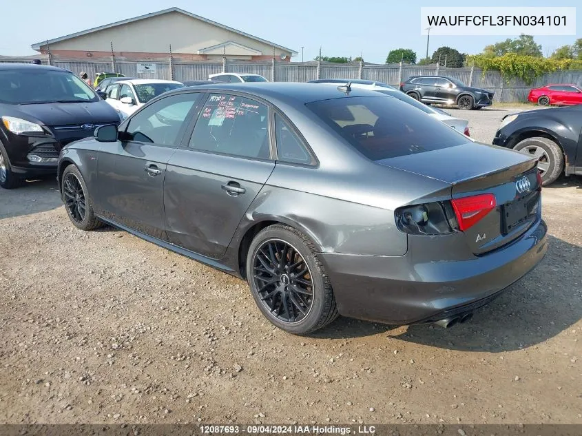 2015 Audi A4 VIN: WAUFFCFL3FN034101 Lot: 12087693