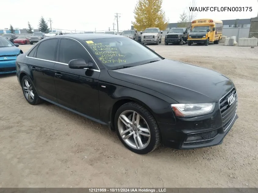 2015 Audi A4 VIN: WAUKFCFL0FN003175 Lot: 12121959