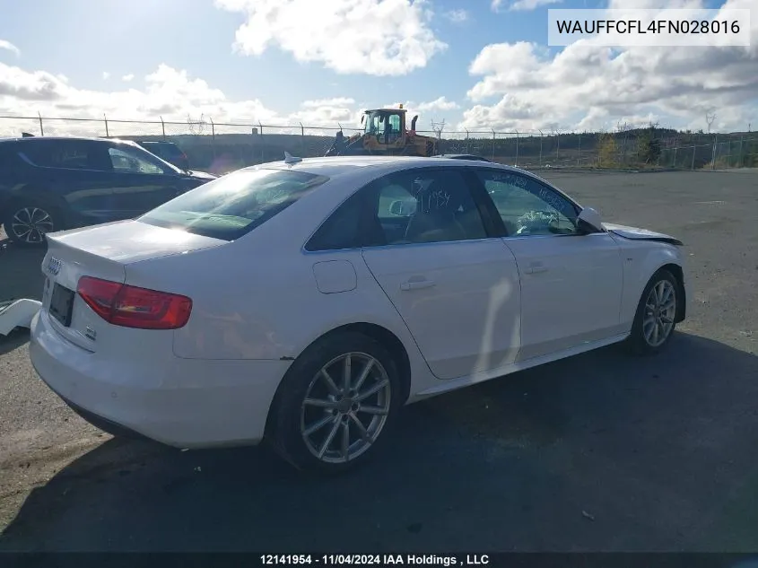 2015 Audi A4 VIN: WAUFFCFL4FN028016 Lot: 12141954