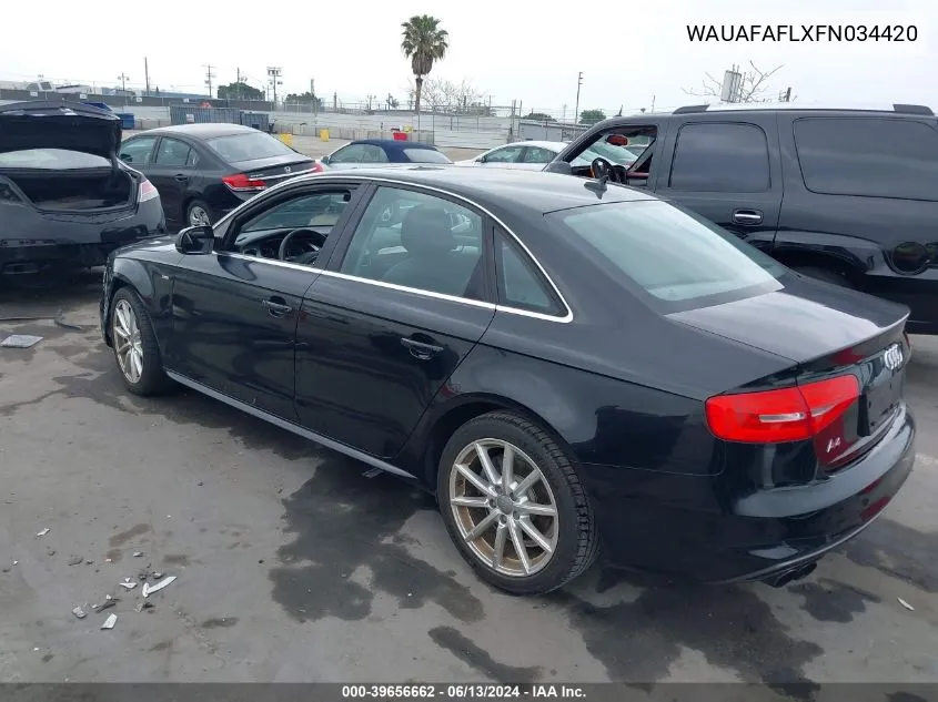 2015 Audi A4 2.0T Premium VIN: WAUAFAFLXFN034420 Lot: 39656662