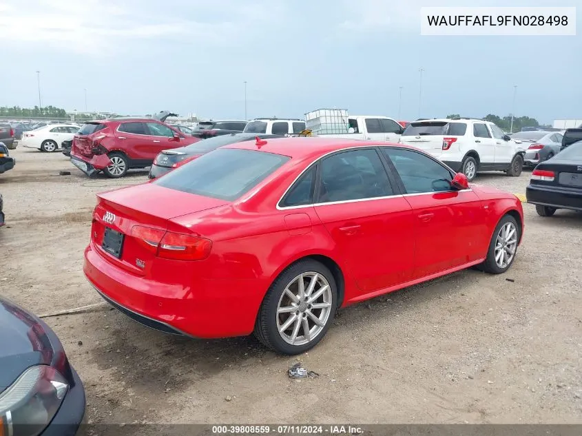 2015 Audi A4 2.0T Premium VIN: WAUFFAFL9FN028498 Lot: 39808559