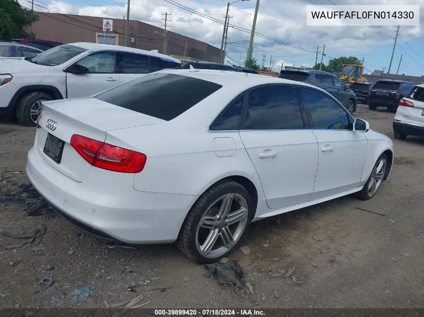 2015 Audi A4 2.0T Premium VIN: WAUFFAFL0FN014330 Lot: 39899420