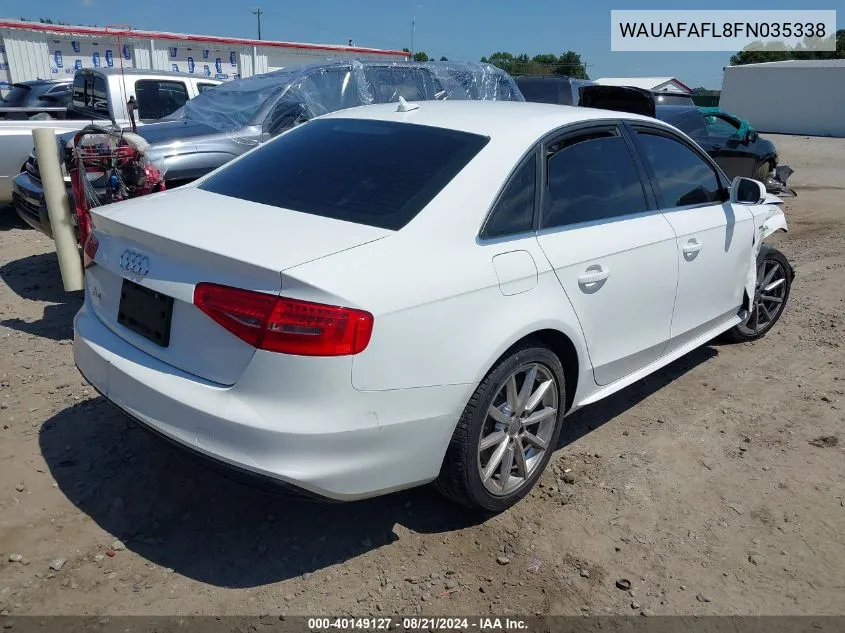 2015 Audi A4 2.0T Premium VIN: WAUAFAFL8FN035338 Lot: 40149127