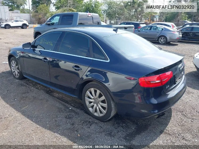 2015 Audi A4 2.0T Premium VIN: WAUBFAFL3FN032920 Lot: 40226436