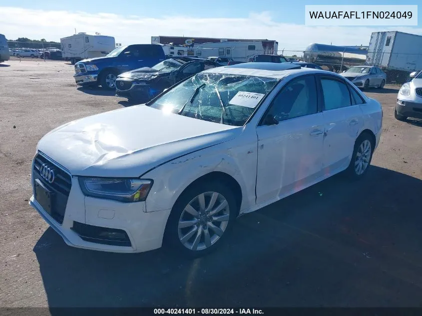 2015 Audi A4 2.0T Premium VIN: WAUAFAFL1FN024049 Lot: 40241401