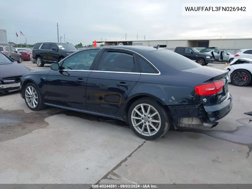 2015 Audi A4 2.0T Premium VIN: WAUFFAFL3FN026942 Lot: 40244591