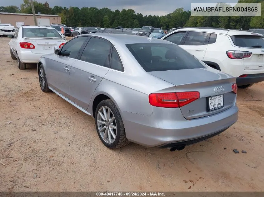 2015 Audi A4 2.0T Premium VIN: WAUBFAFL8FN004868 Lot: 40417745