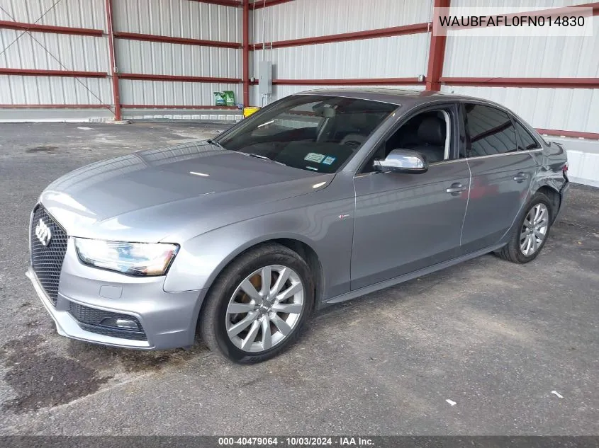 2015 Audi A4 2.0T Premium VIN: WAUBFAFL0FN014830 Lot: 40479064