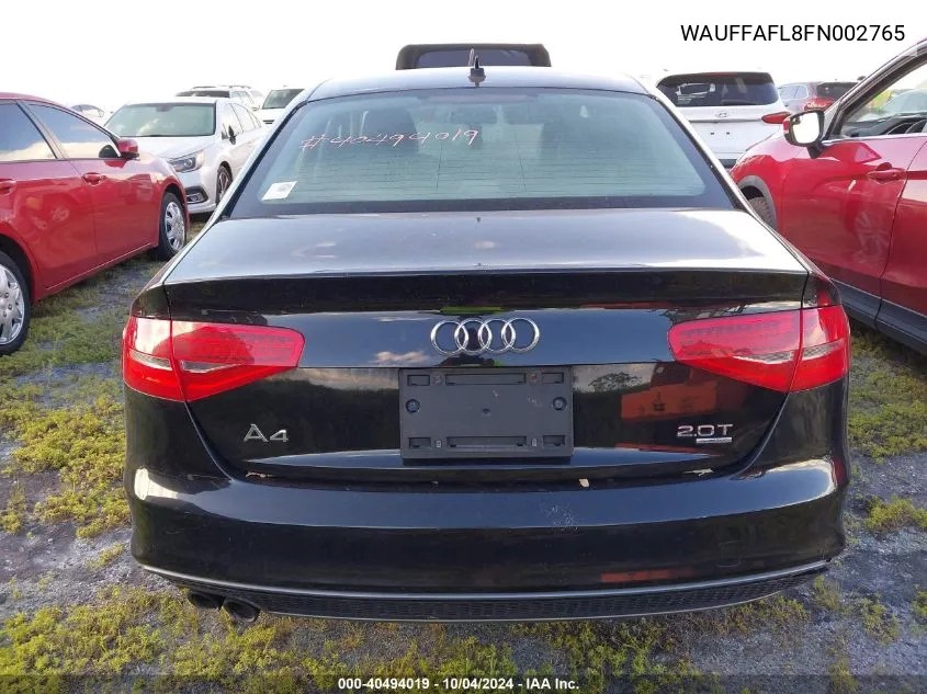 2015 Audi A4 2.0T Premium VIN: WAUFFAFL8FN002765 Lot: 40494019