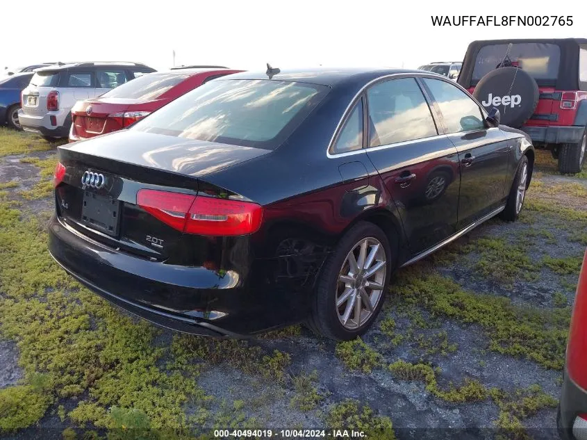 2015 Audi A4 2.0T Premium VIN: WAUFFAFL8FN002765 Lot: 40494019