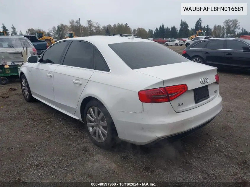 2015 Audi A4 2.0T Premium VIN: WAUBFAFL8FN016681 Lot: 40597969