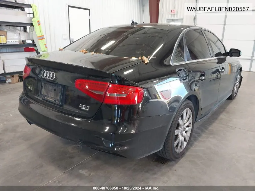 2015 Audi A4 2.0T Premium VIN: WAUBFAFL8FN020567 Lot: 40706950