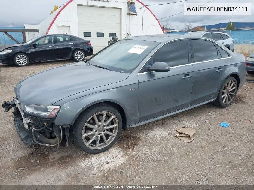 2015 Audi A4 2.0T Premium VIN: WAUFFAFL0FN034111 Lot: 40707099