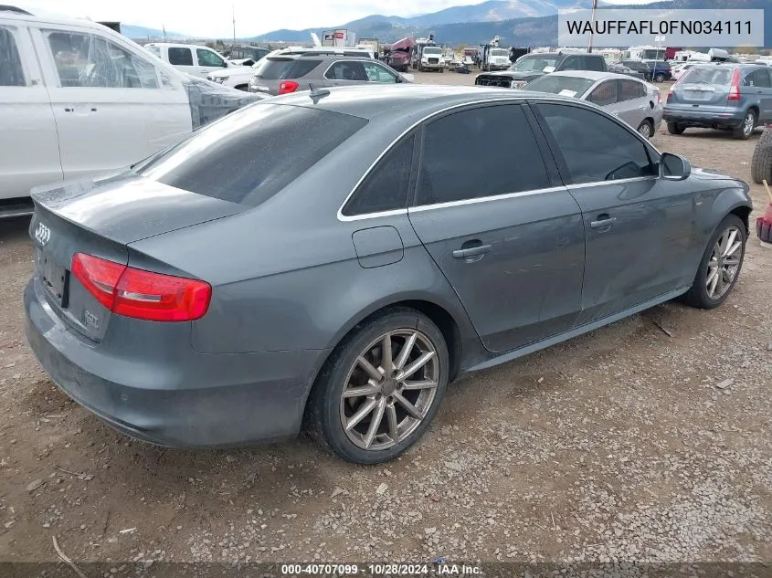 2015 Audi A4 2.0T Premium VIN: WAUFFAFL0FN034111 Lot: 40707099