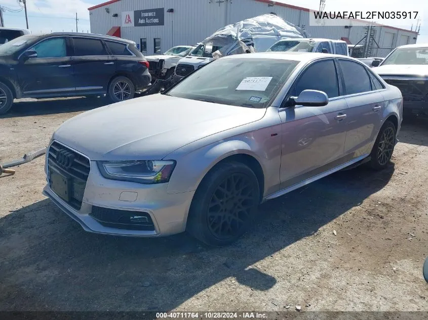 2015 Audi A4 2.0T Premium VIN: WAUAFAFL2FN035917 Lot: 40711764