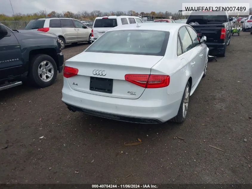 2015 Audi A4 2.0T Premium VIN: WAUFFAFL2FN007489 Lot: 40754244