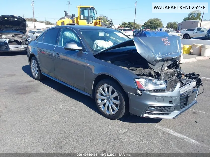 2015 Audi A4 2.0T Premium VIN: WAUAFAFLXFN025278 Lot: 40756495