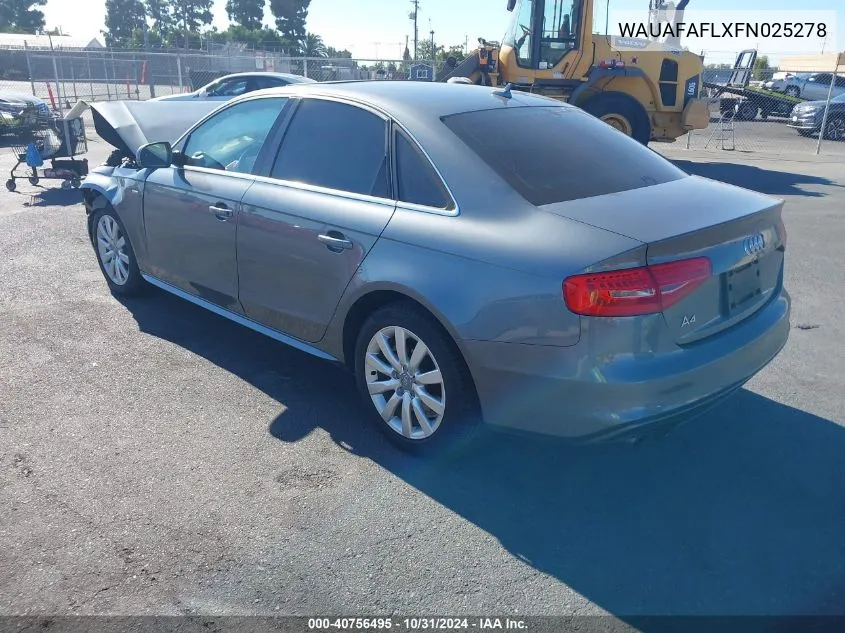 2015 Audi A4 2.0T Premium VIN: WAUAFAFLXFN025278 Lot: 40756495