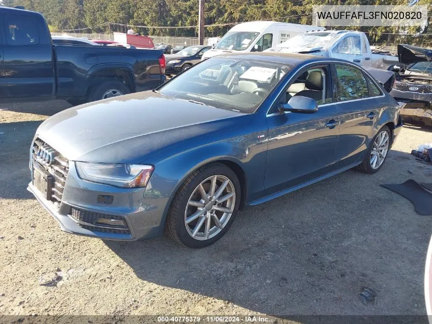 2015 Audi A4 2.0T Premium VIN: WAUFFAFL3FN020820 Lot: 40775379