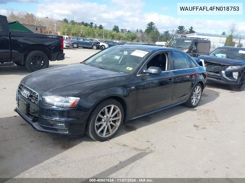 2015 Audi A4 2.0T Premium VIN: WAUFFAFL4FN018753 Lot: 40807634