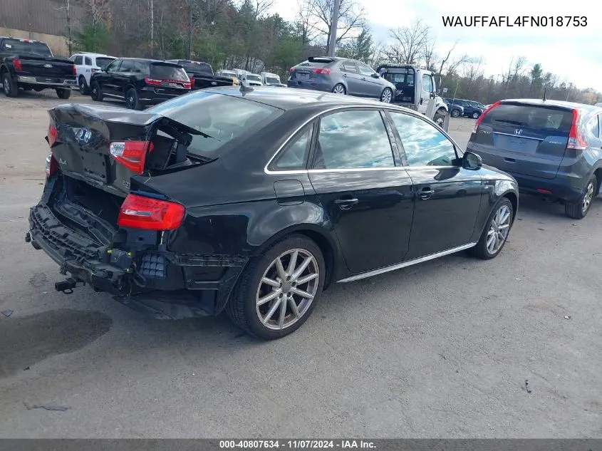 2015 Audi A4 2.0T Premium VIN: WAUFFAFL4FN018753 Lot: 40807634