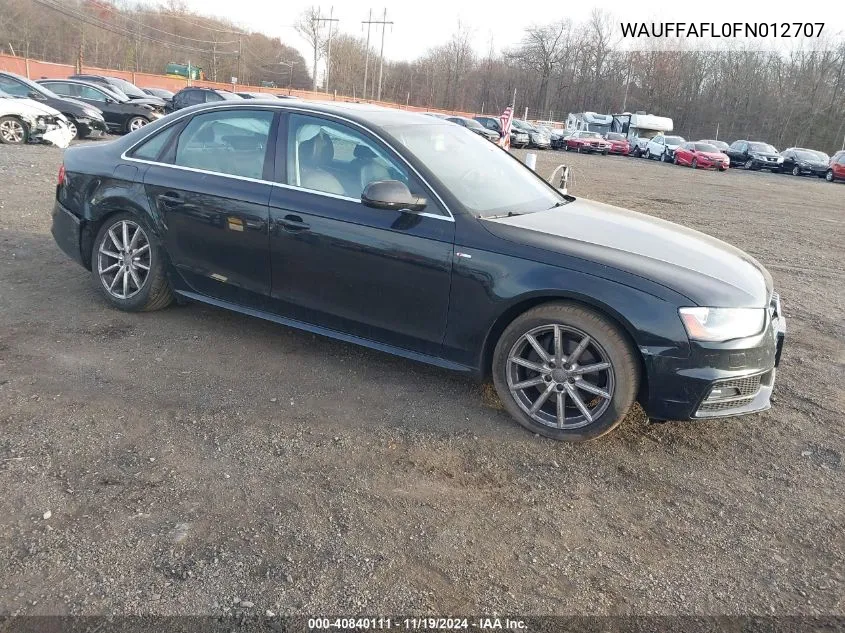 2015 Audi A4 2.0T Premium VIN: WAUFFAFL0FN012707 Lot: 40840111