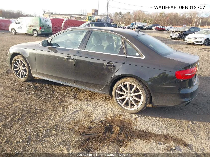 2015 Audi A4 2.0T Premium VIN: WAUFFAFL0FN012707 Lot: 40840111