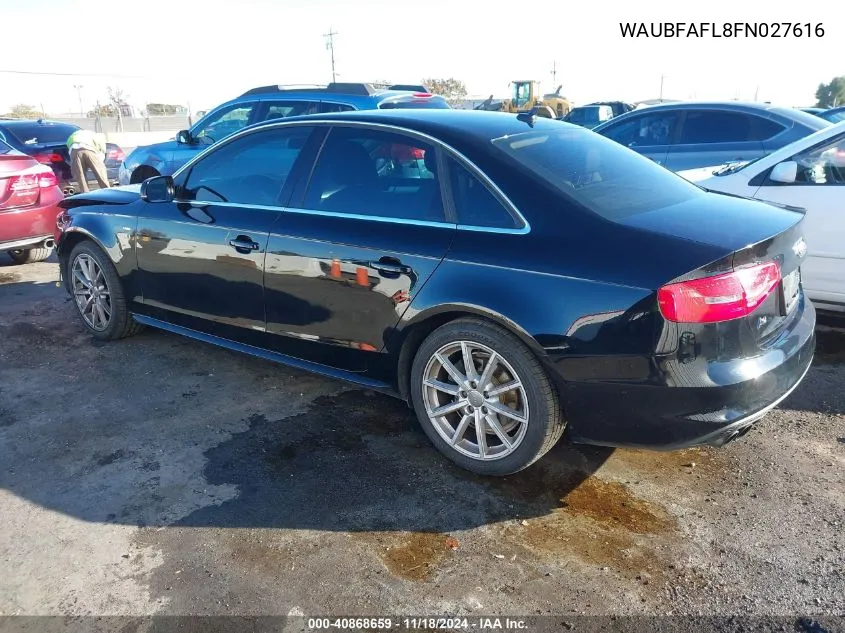 2015 Audi A4 2.0T Premium VIN: WAUBFAFL8FN027616 Lot: 40868659