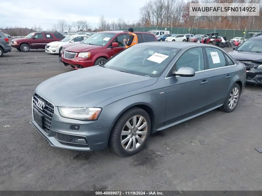 2015 Audi A4 2.0T Premium VIN: WAUBFAFL5FN014922 Lot: 40889072