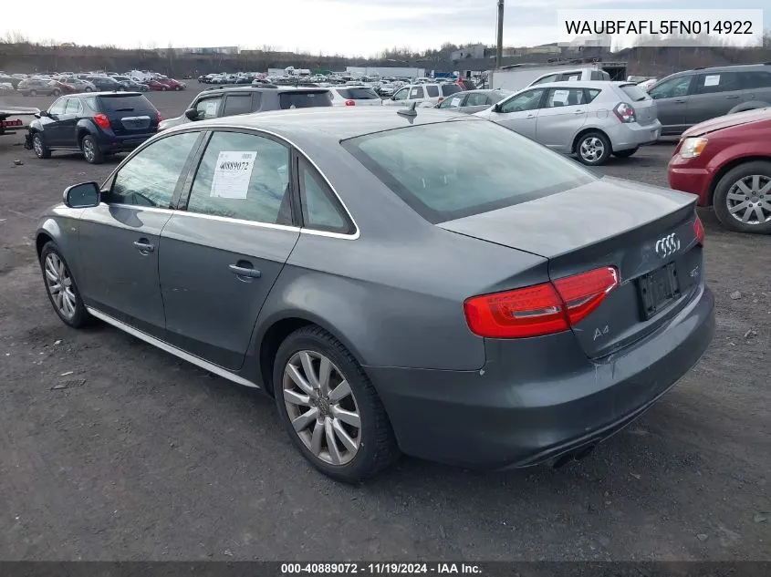 2015 Audi A4 2.0T Premium VIN: WAUBFAFL5FN014922 Lot: 40889072